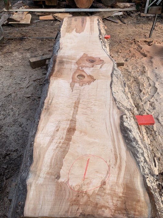 Quilted Chocolate Maple Slabs - slab 1, 119x22x3.5 inches