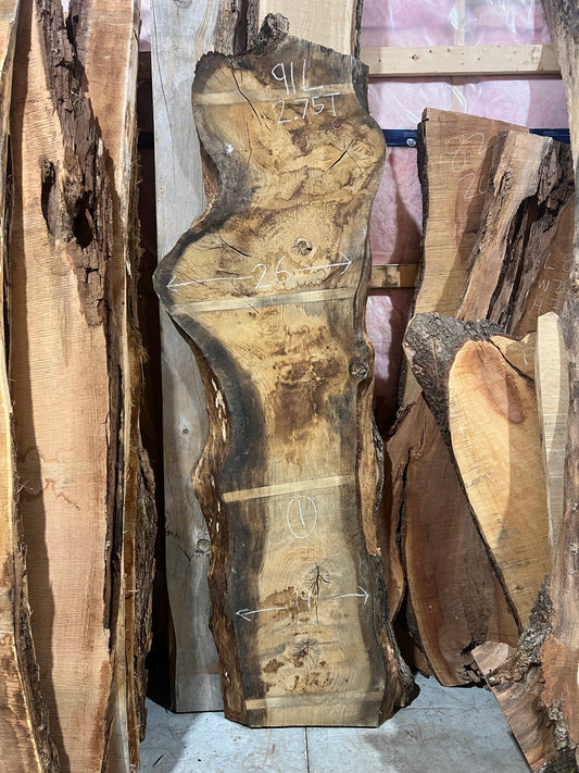 White Oak Slabs - 91" Flitch - slab 1, 91x20x2.75 inches