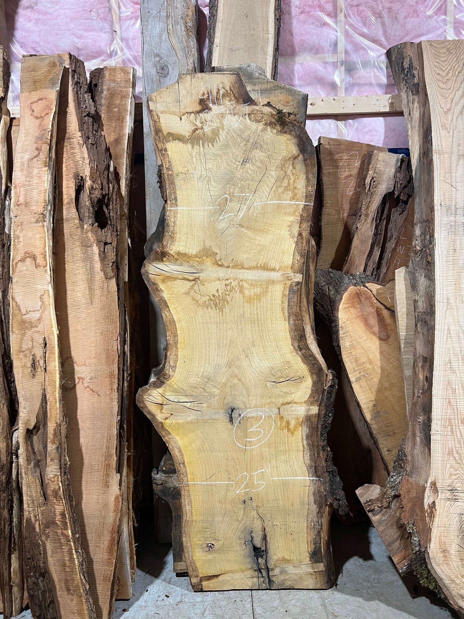 White Oak Slabs - 91" Flitch - slab 3, 91x26x2.75 inches