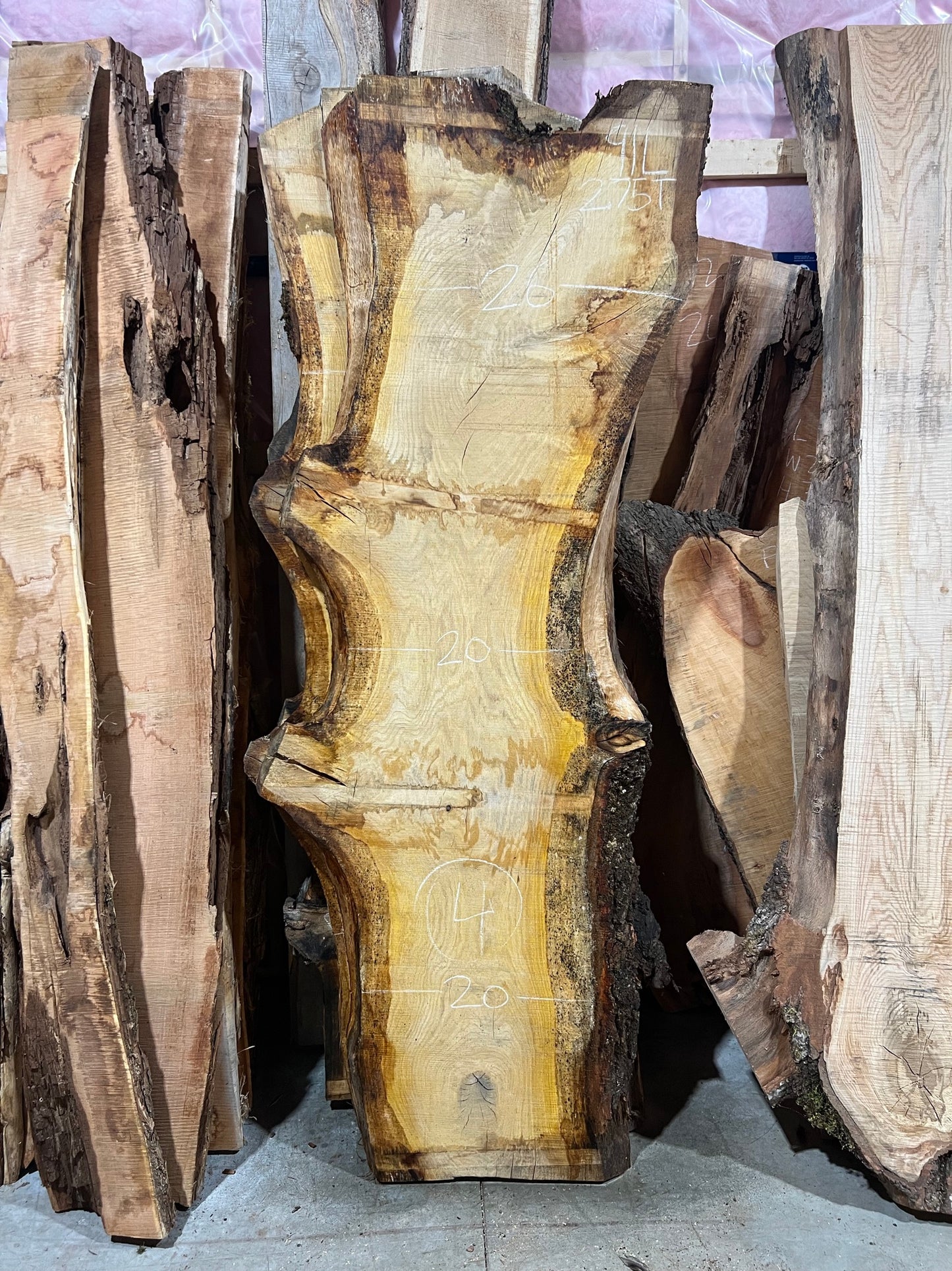 White Oak Slabs - 91" Flitch - slab 4, 91x22x2.75 inches